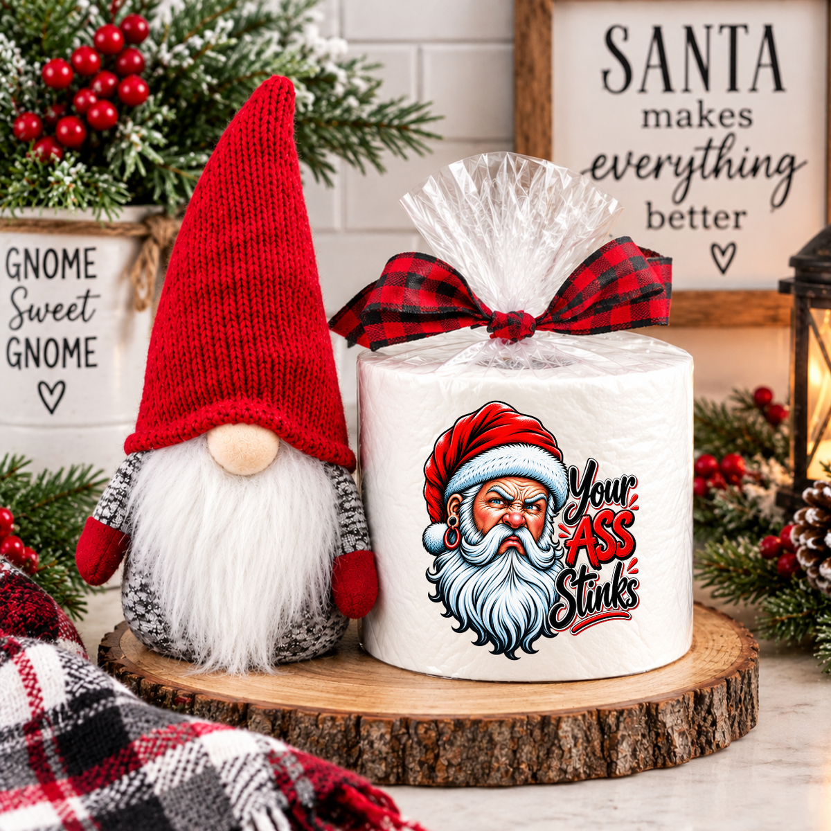 Funny Santa Christmas Toilet Paper – “Well, Hello” Holiday Gag Gift