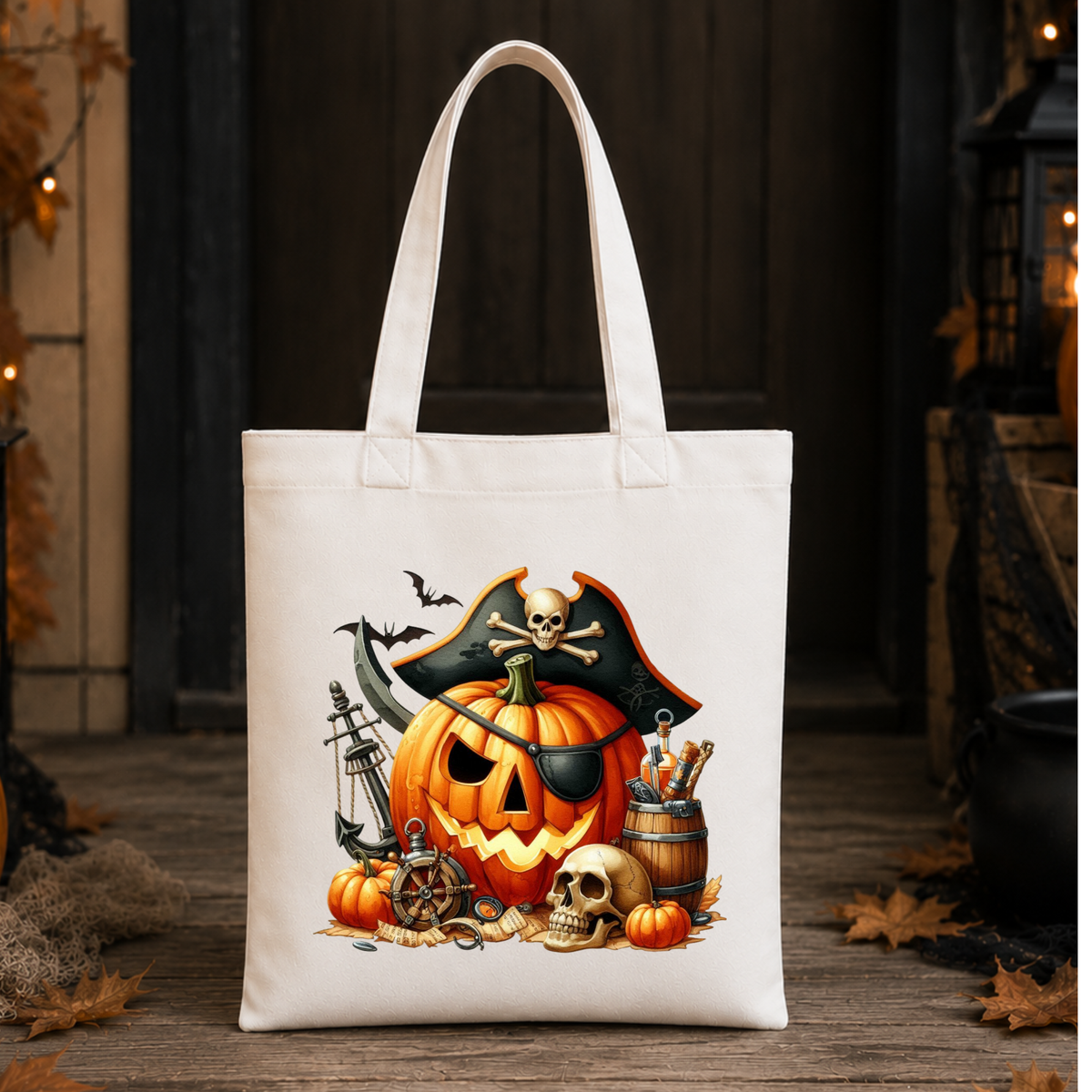 Pirate Pumpkin Halloween Trick or Treat Bag – Kids Reusable Candy Tote