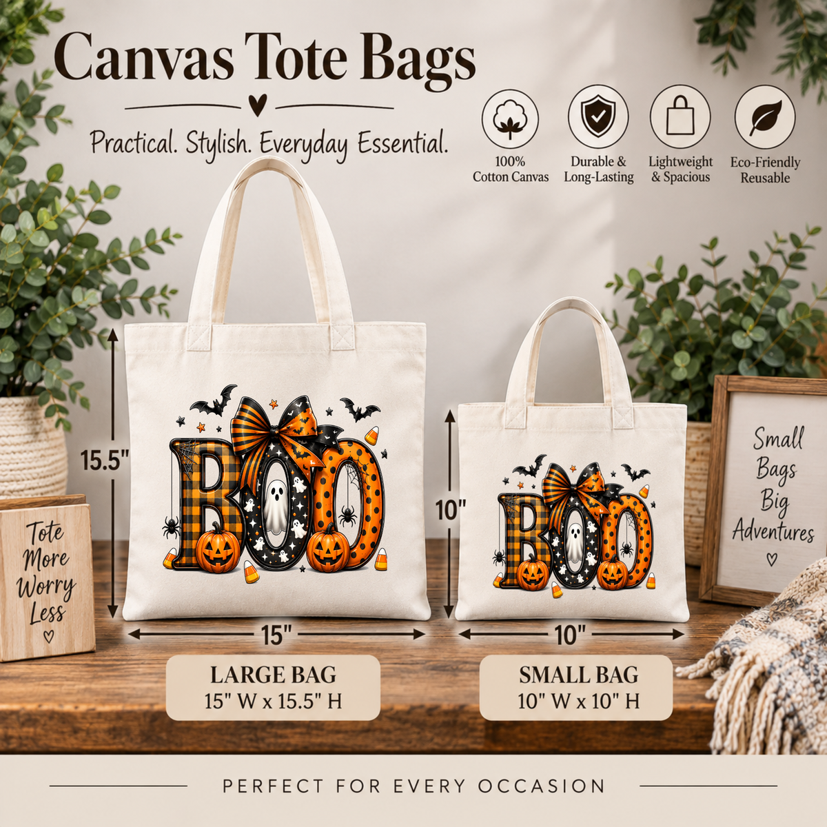 BOO Halloween Trick or Treat Bag ā Reusable Kids Candy Tote