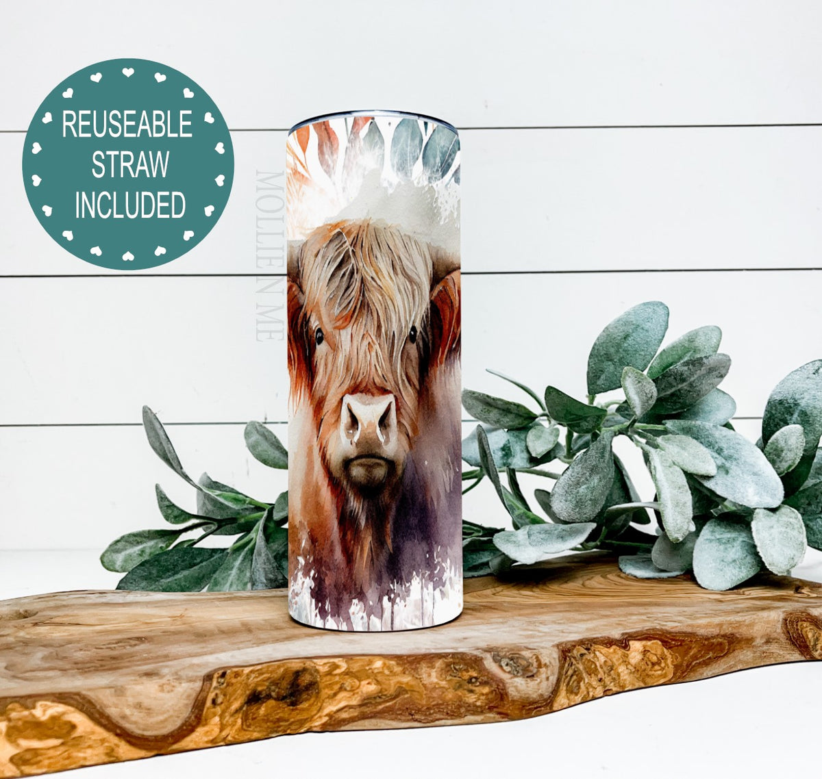 Highland Cow Floral Tumbler
