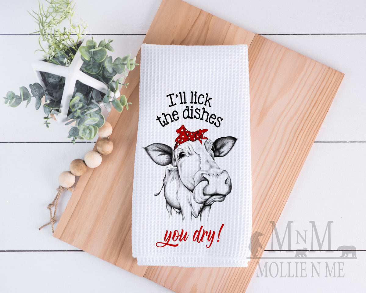 Cow Waffle Towel: Funny Kitchen Decor, Country Dish Towel