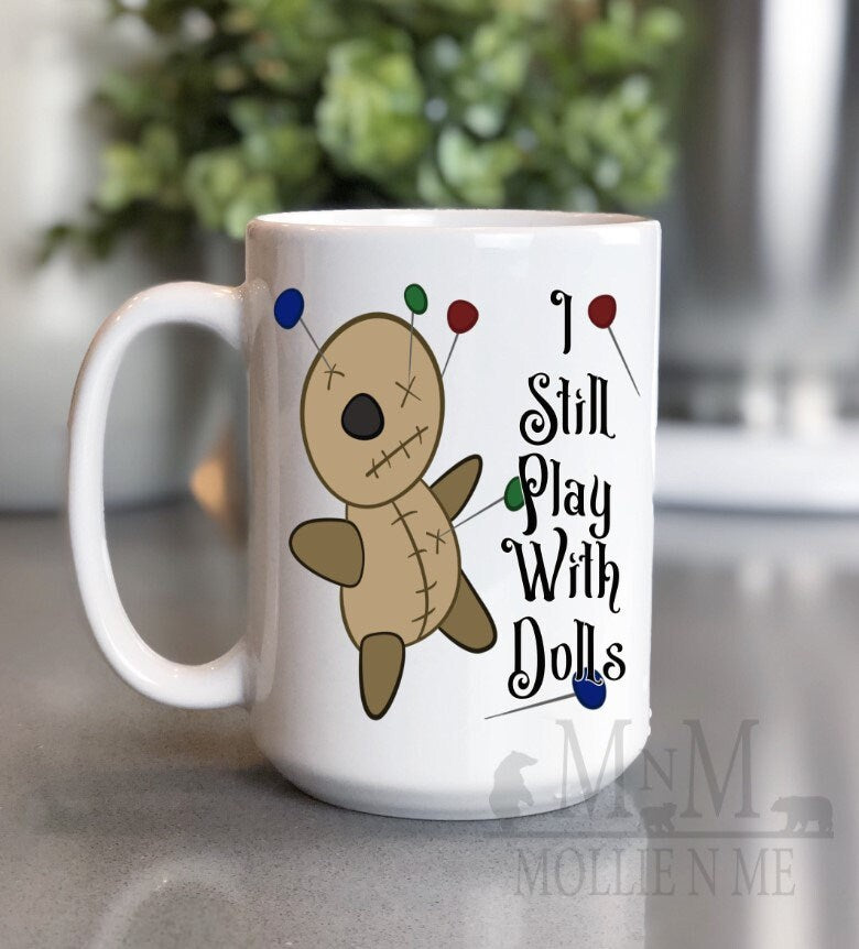 Creepy Voodoo Doll Coffee Mug - Gothic Witchcraft Ceramic Mug