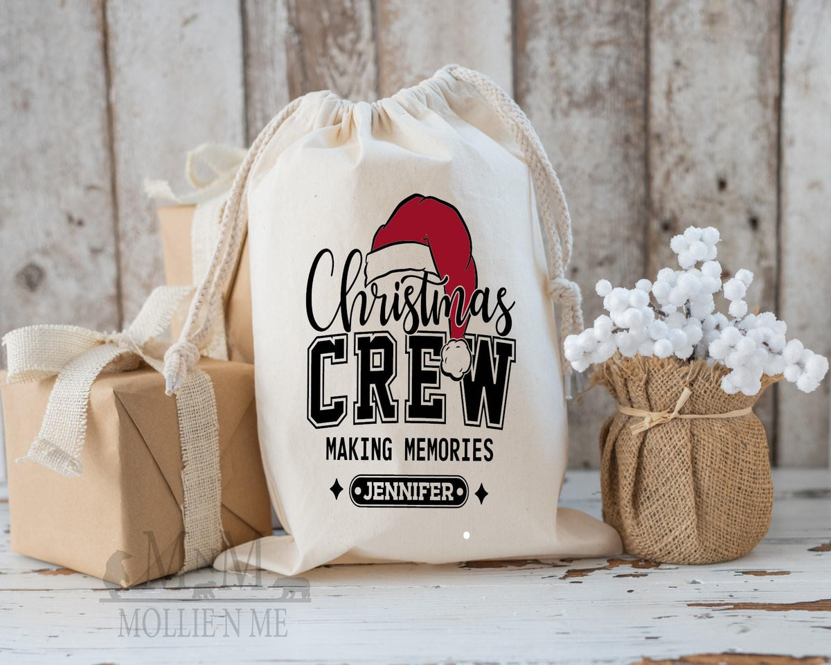 Personalized Christmas Santa Sack: Beige Family Gift Bag