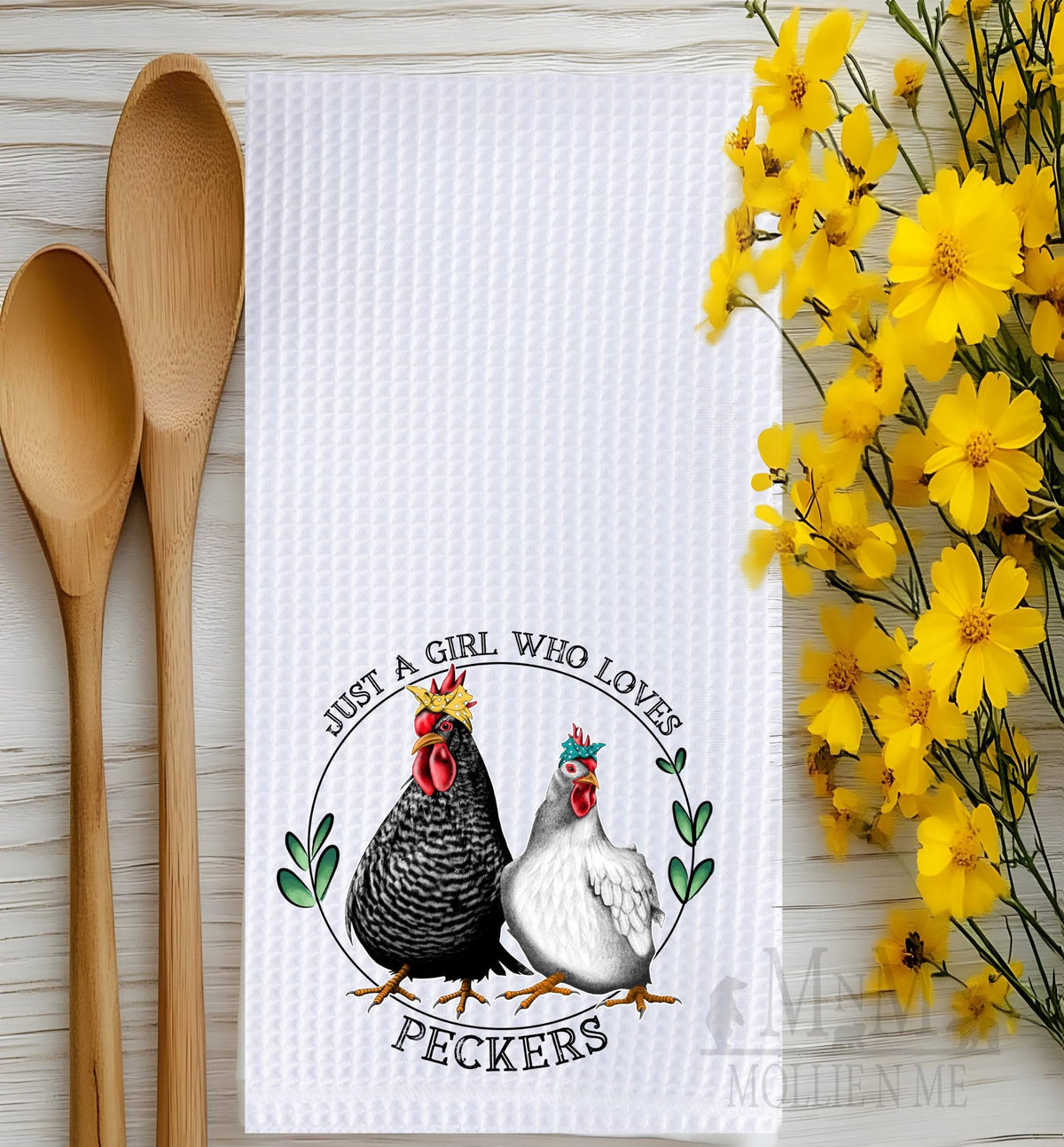 Funny Chicken Waffle Towel: Farmhouse Kitchen Decor, Chicken Lover Gift