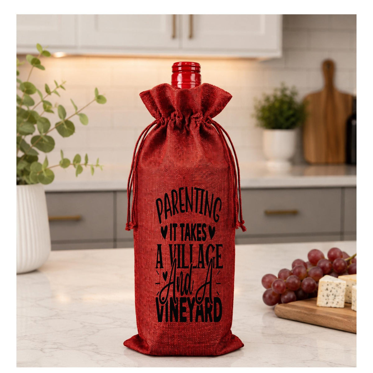 Funny Parenting Wine Bag | It Takes a Village and a Vineyard Wine Gift Bag