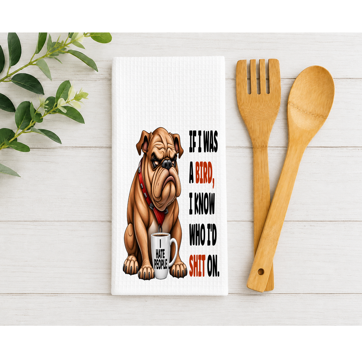 Funny Bulldog Waffle Towel – Sarcastic Dog Kitchen Towel, Pet Lover Gift