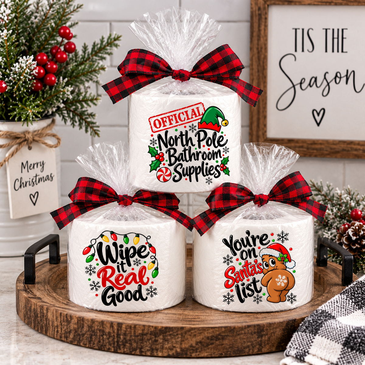 Funny Christmas Toilet Paper Roll – Holiday Bathroom Decor & Gag Gift