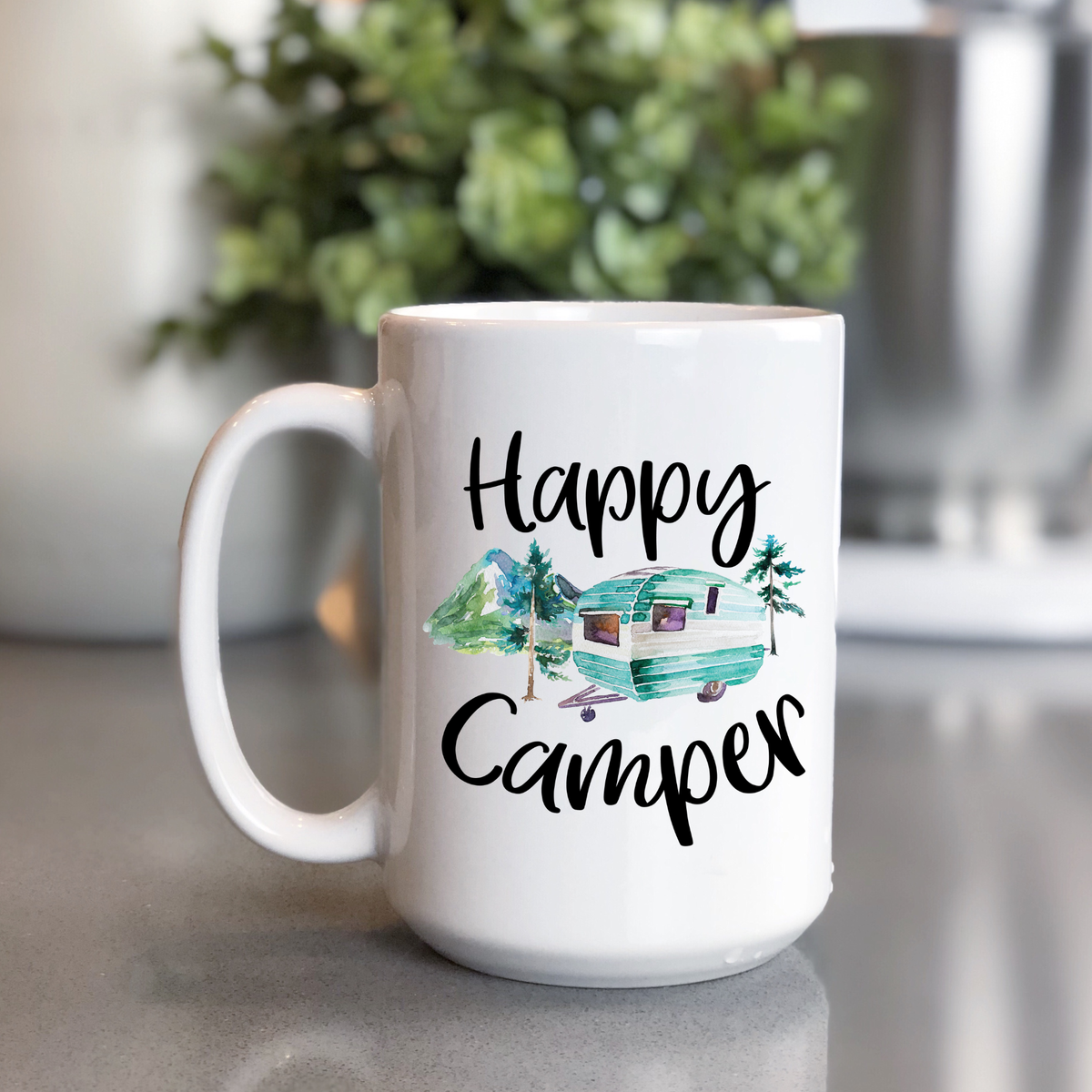 Happy Camper Coffee Mug – Vintage Camper Camping Mug, RV & Travel Trailer Gift