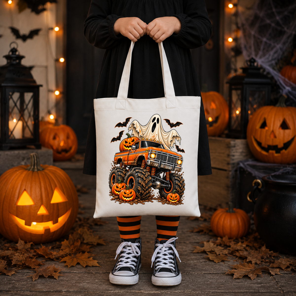 Halloween Trick or Treat Tote Bag – Monster Truck Candy Bag for Kids