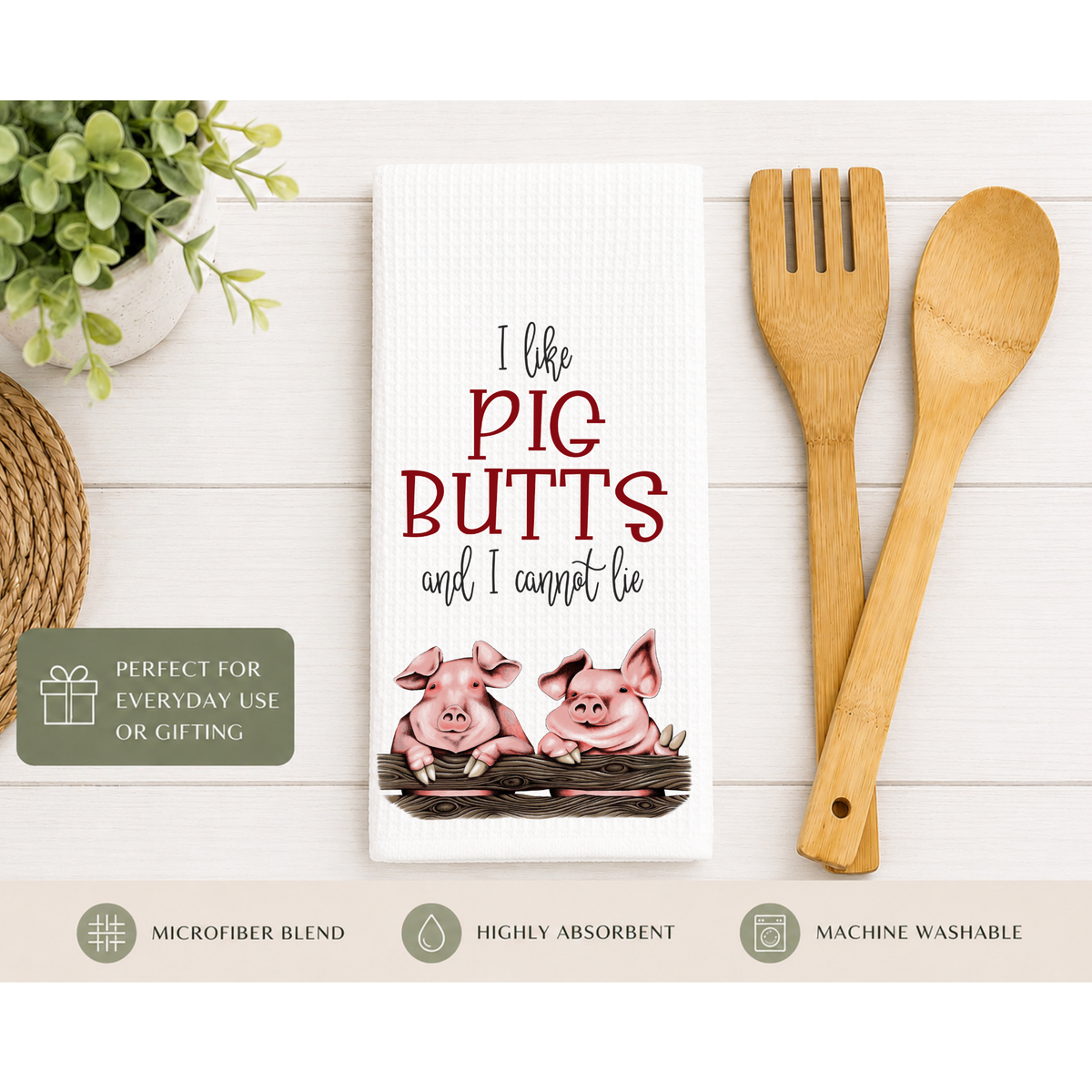 I Like Pig Butts And I Cannot Lie Decorative Waffle Towel