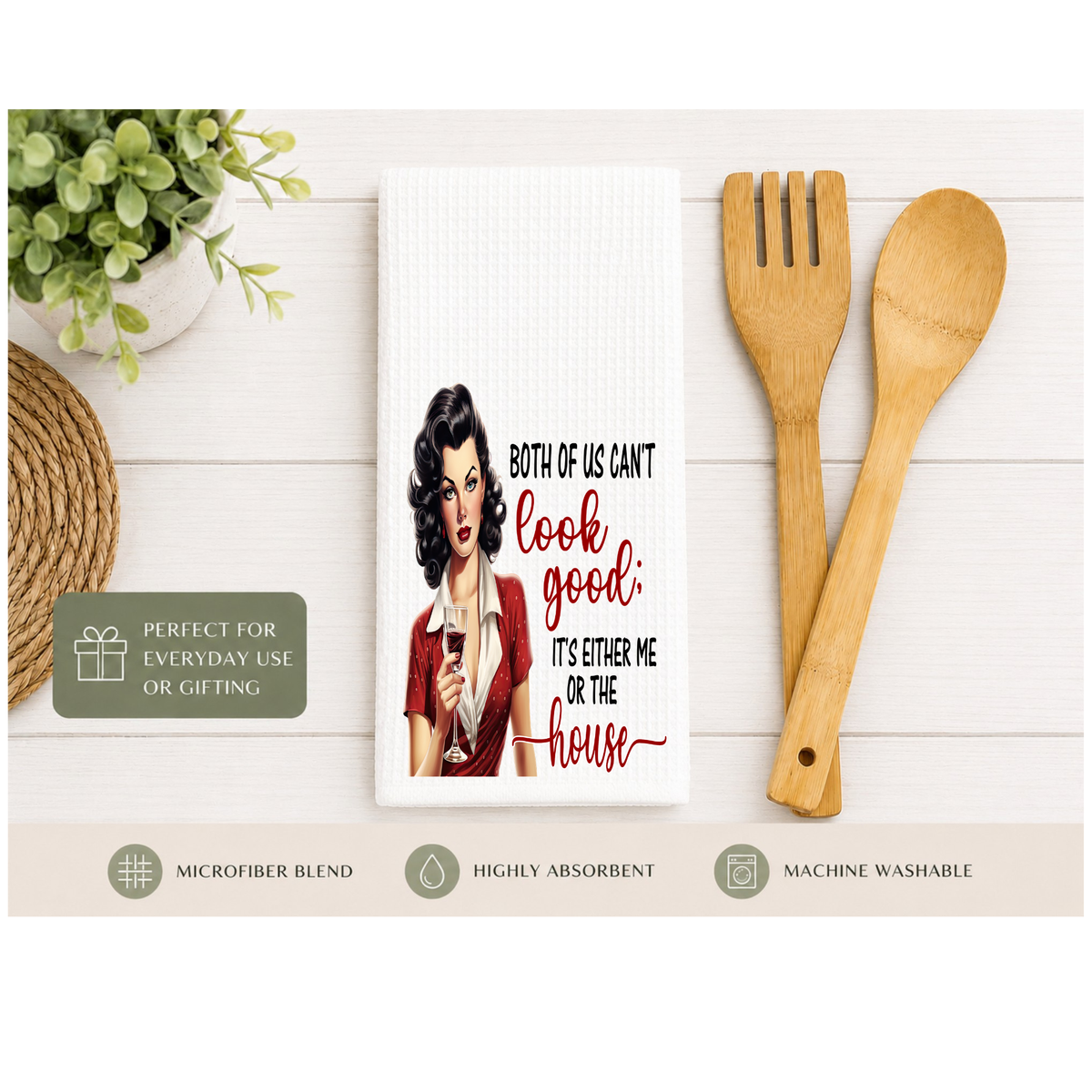 Funny Kitchen Towels | Retro Sarcastic Dish Towels | Humorous Kitchen Decor & Gifts