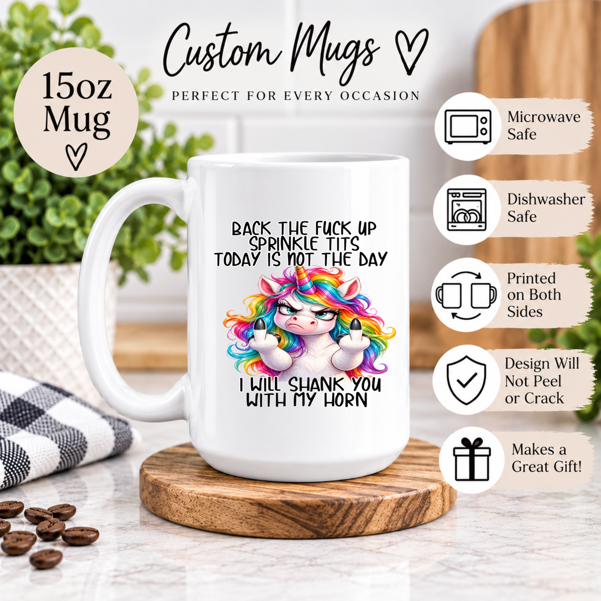 Funny Unicorn Coffee Mug – Sarcastic Rainbow Unicorn Mug, Rude Adult Humor Gift
