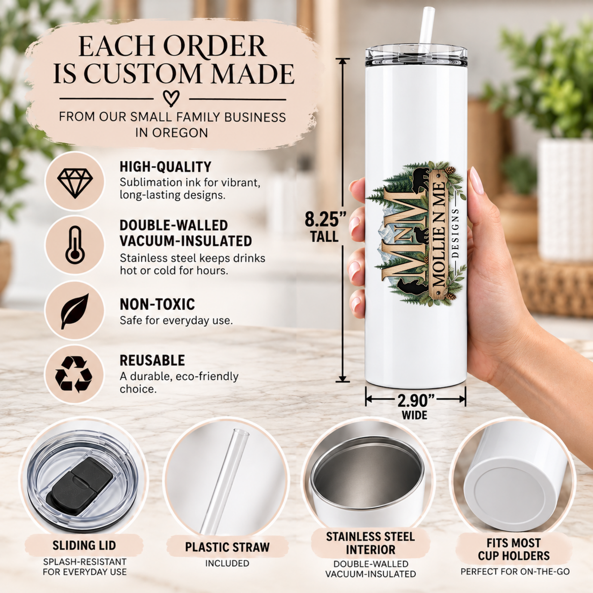 Just One More Chapter 20oz Tumbler – Book Lover Sunflower Travel Cup