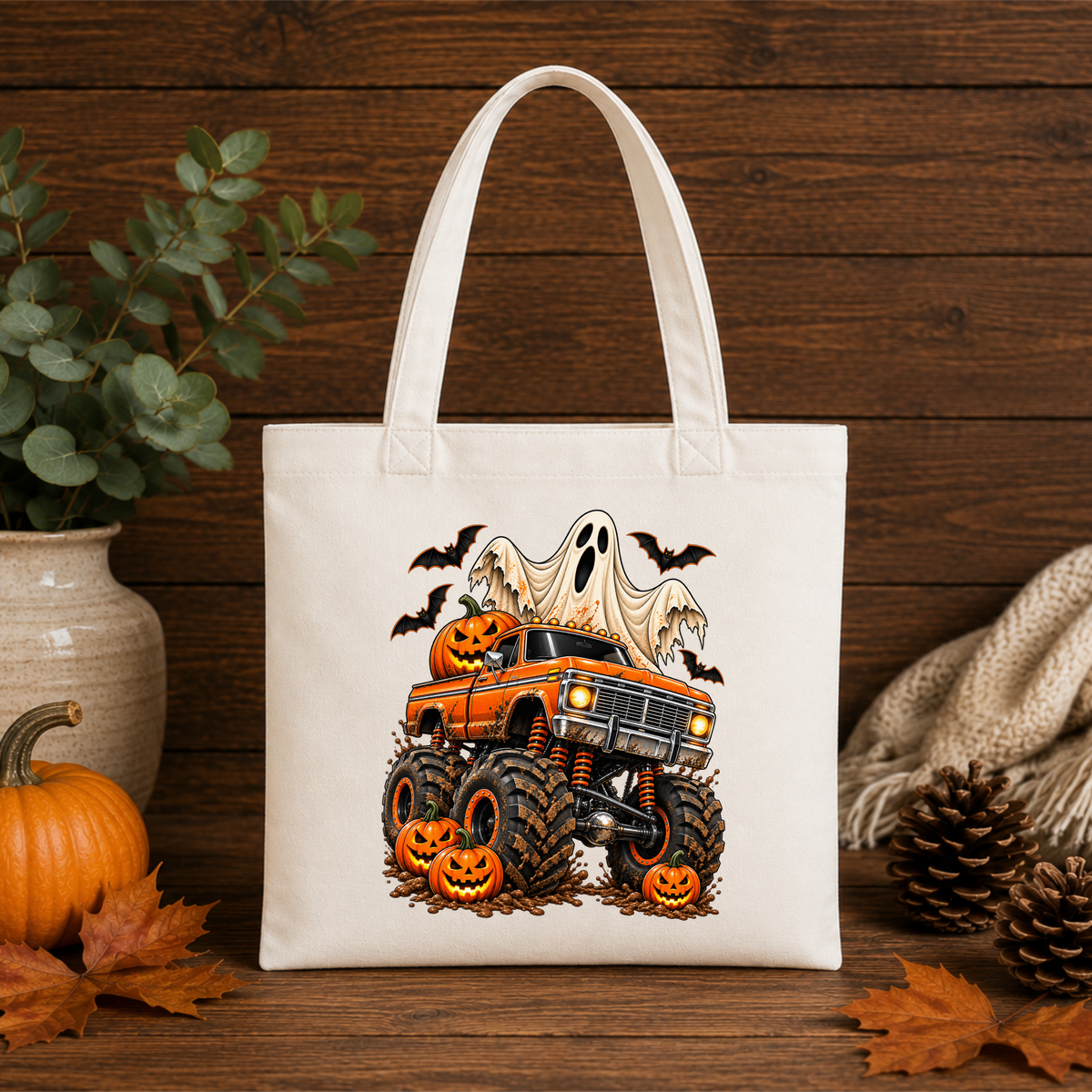 Halloween Trick or Treat Tote Bag – Monster Truck Candy Bag for Kids