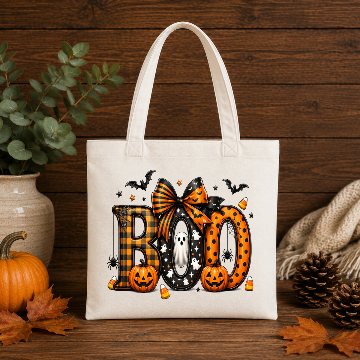 BOO Halloween Trick or Treat Bag – Reusable Kids Candy Tote