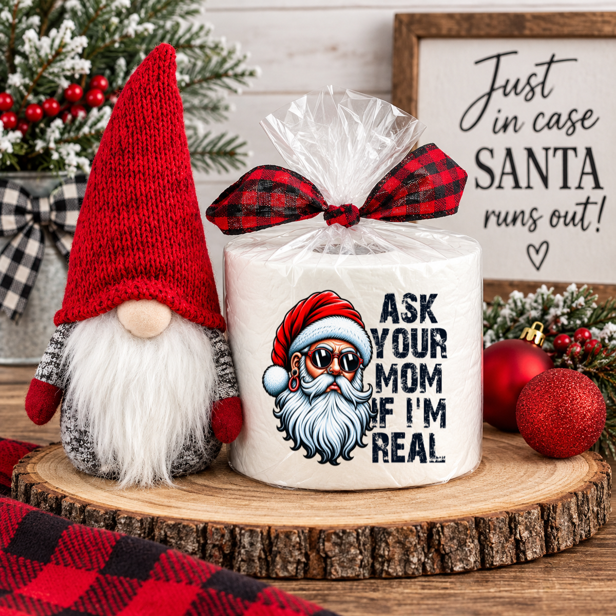 Funny Santa Christmas Toilet Paper – “Well, Hello” Holiday Gag Gift