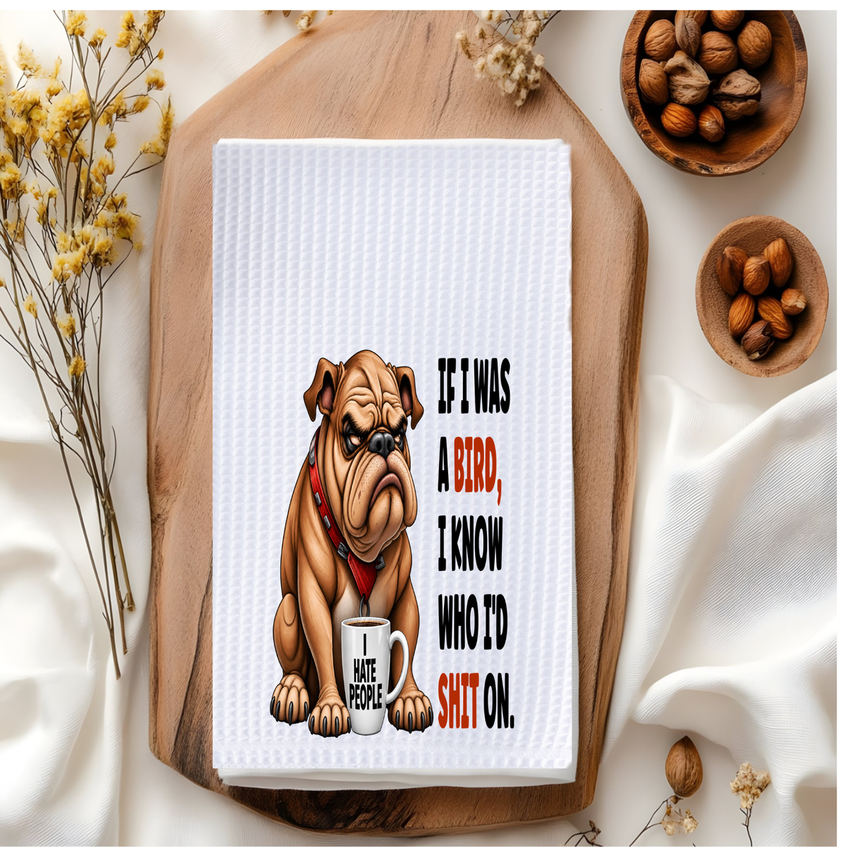Funny Bulldog Waffle Towel – Sarcastic Dog Kitchen Towel, Pet Lover Gift