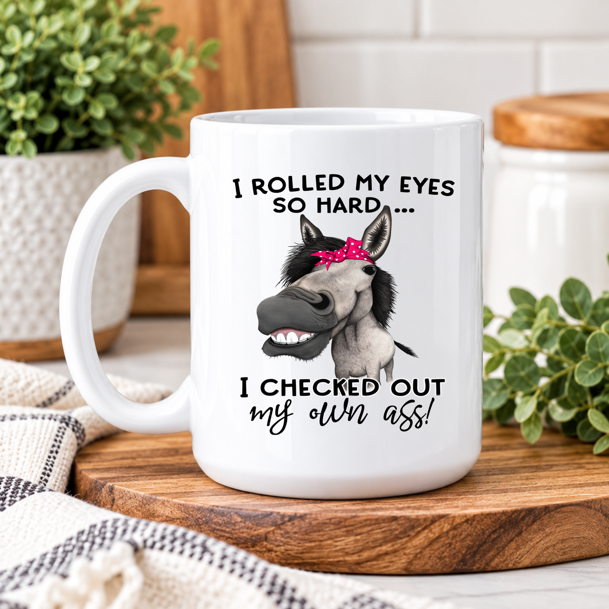 Funny Donkey Coffee Mug – I Rolled My Eyes So Hard, Sarcastic Coffee Cup, Funny Coworker Gift