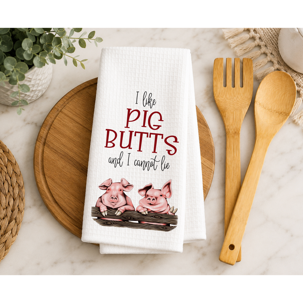 I Like Pig Butts And I Cannot Lie Decorative Waffle Towel
