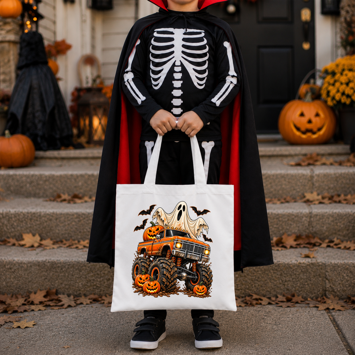 Halloween Trick or Treat Tote Bag – Monster Truck Candy Bag for Kids