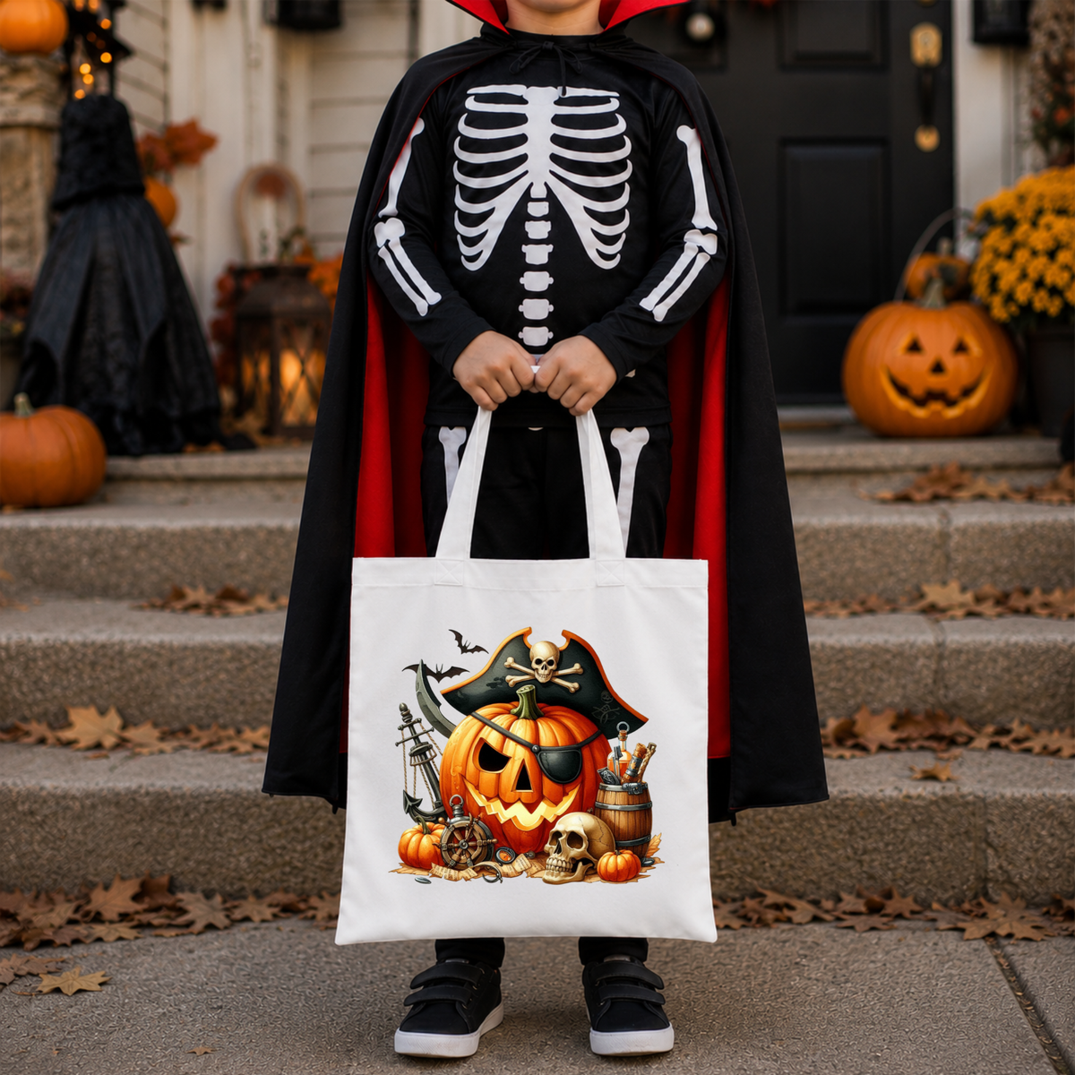 Pirate Pumpkin Halloween Trick or Treat Bag – Kids Reusable Candy Tote