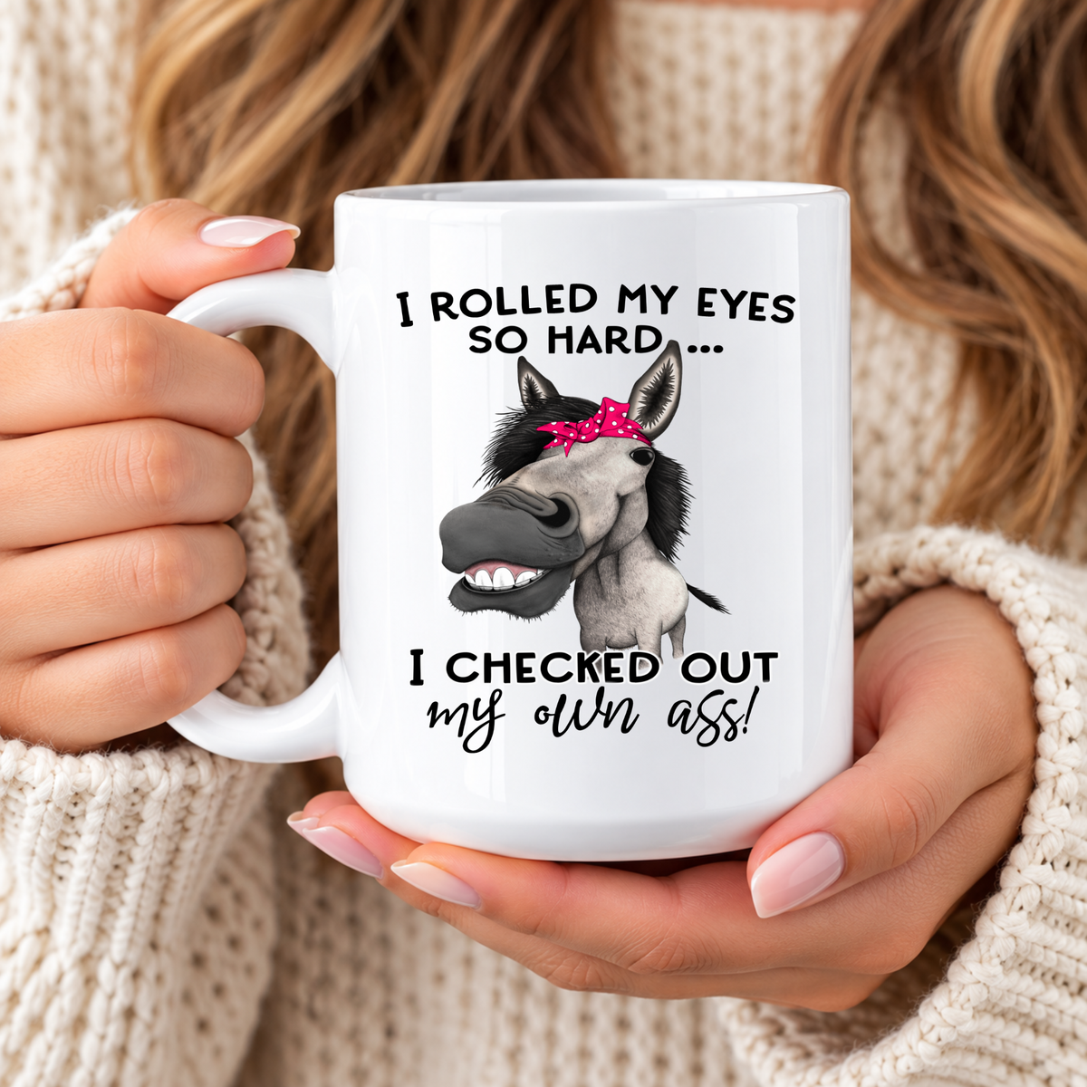 Funny Donkey Coffee Mug – I Rolled My Eyes So Hard, Sarcastic Coffee Cup, Funny Coworker Gift