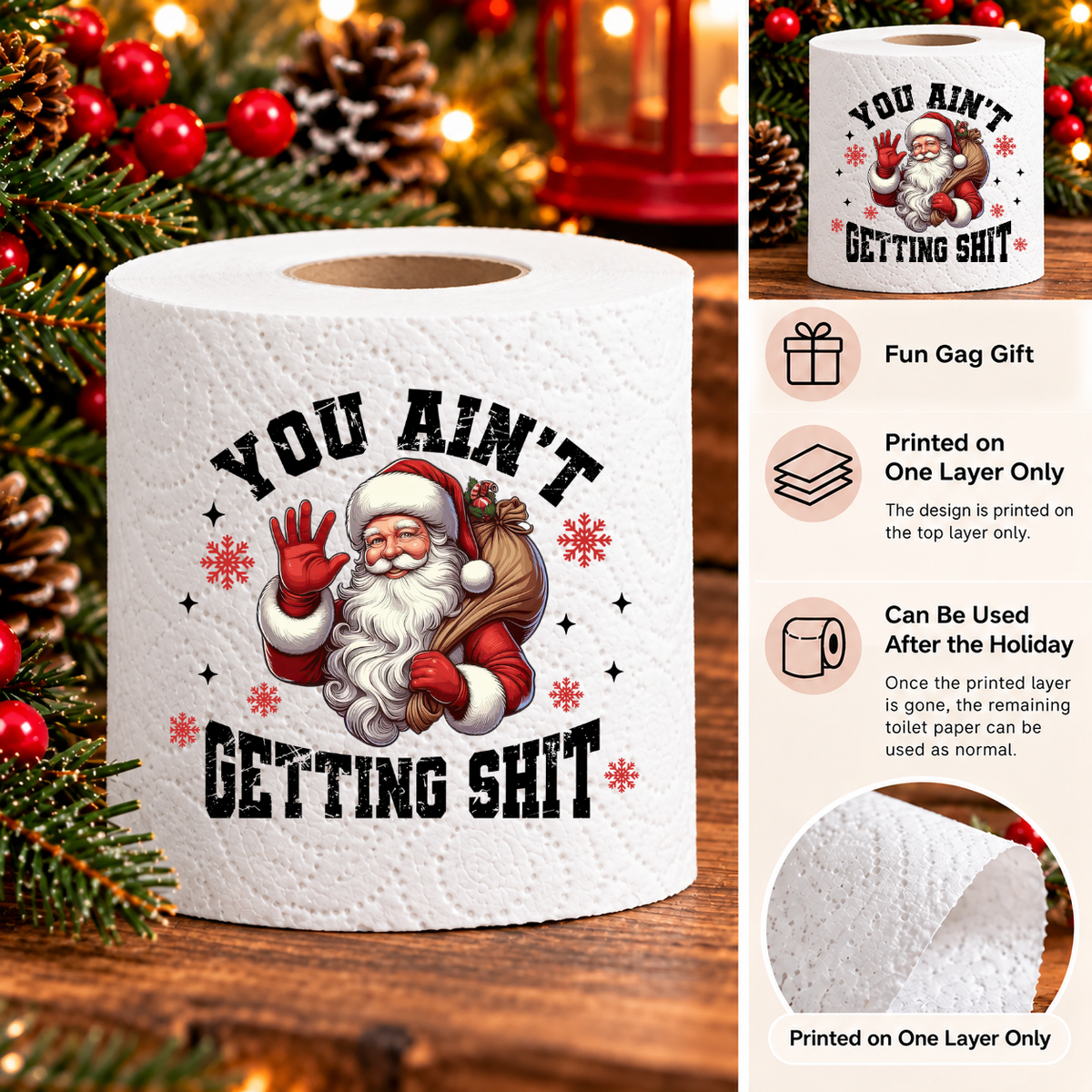 Funny Christmas Toilet Paper Roll – Adult Holiday Gag Gift & White Elephant Gift