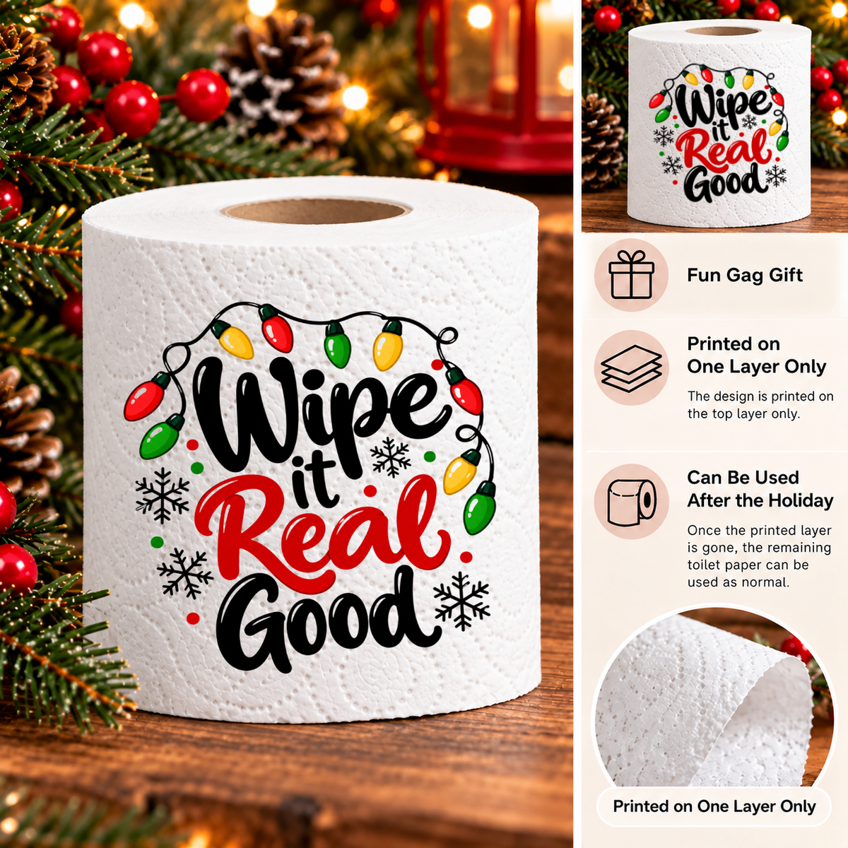 Funny Christmas Toilet Paper Roll – Holiday Bathroom Decor & Gag Gift