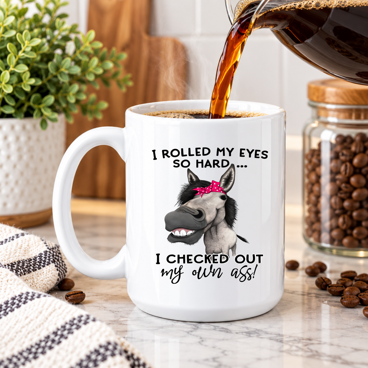 Funny Donkey Coffee Mug – I Rolled My Eyes So Hard, Sarcastic Coffee Cup, Funny Coworker Gift