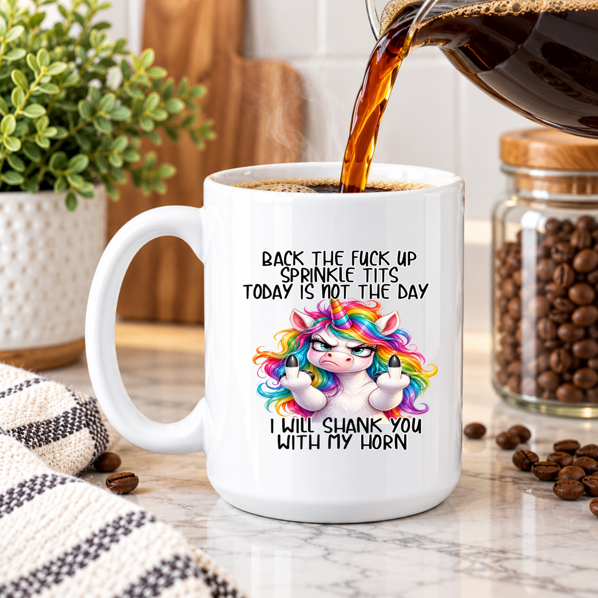 Funny Unicorn Coffee Mug – Sarcastic Rainbow Unicorn Mug, Rude Adult Humor Gift