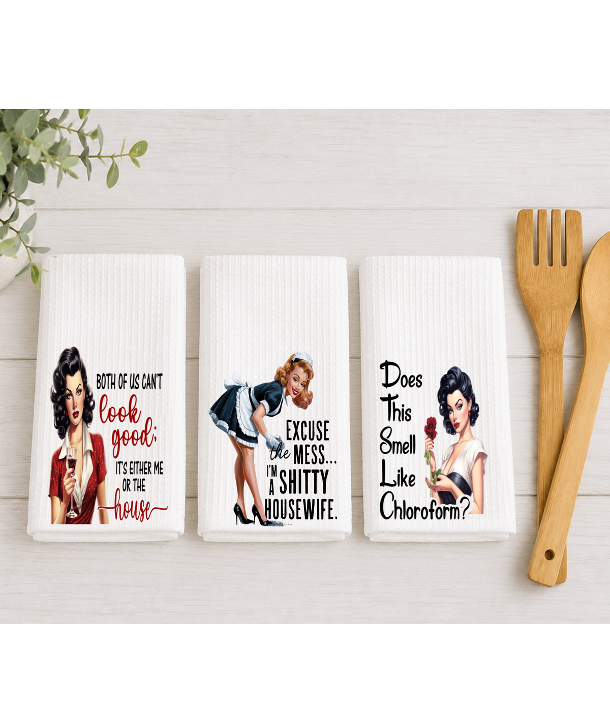 Funny Kitchen Towels | Retro Sarcastic Dish Towels | Humorous Kitchen Decor & Gifts