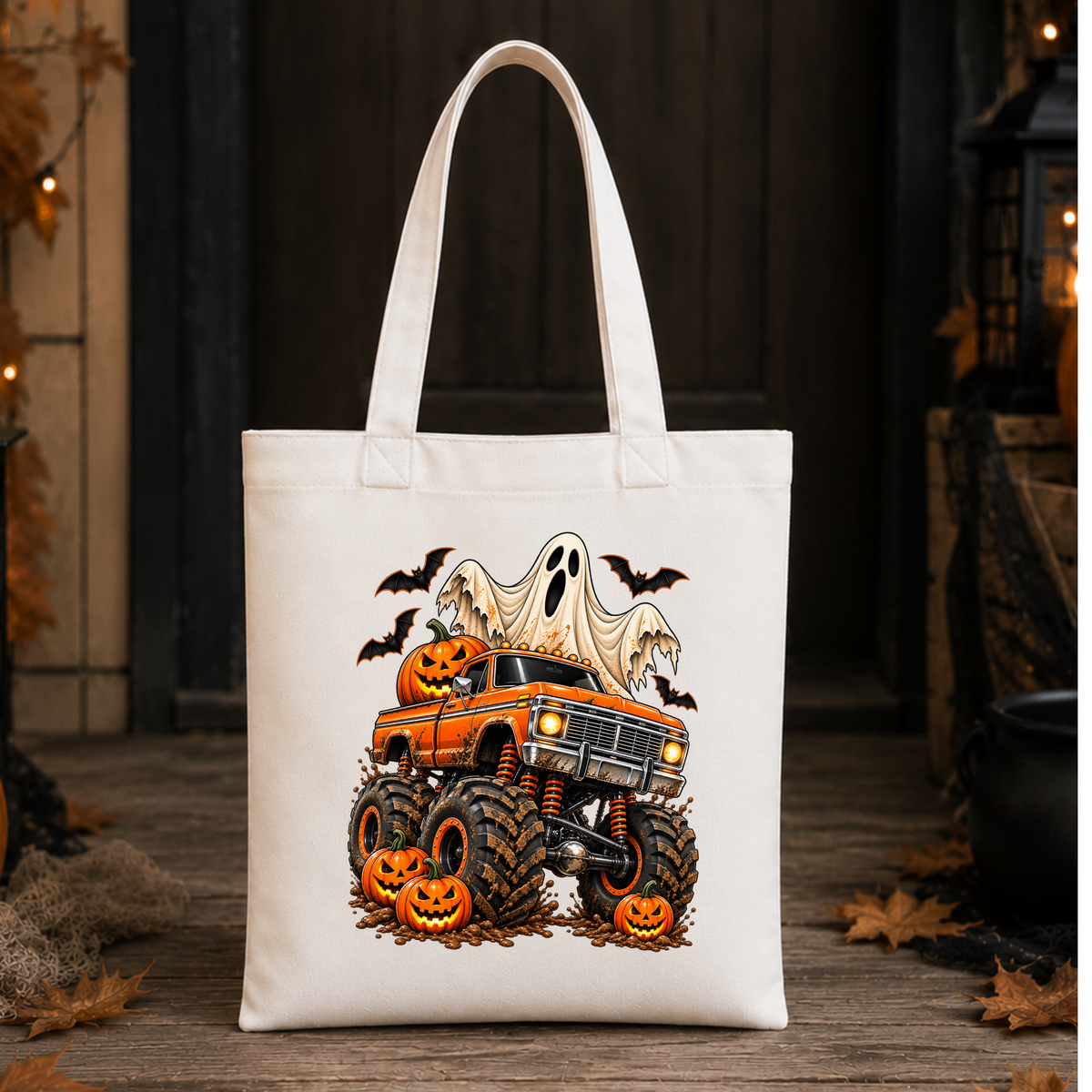 Halloween Trick or Treat Tote Bag – Monster Truck Candy Bag for Kids