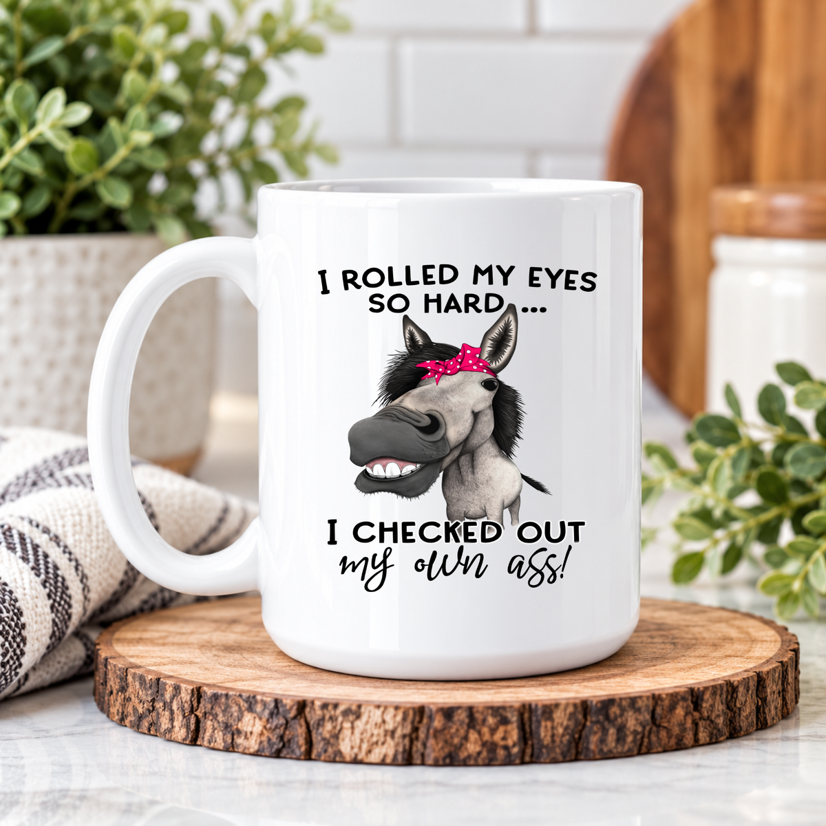 Funny Donkey Coffee Mug – I Rolled My Eyes So Hard, Sarcastic Coffee Cup, Funny Coworker Gift