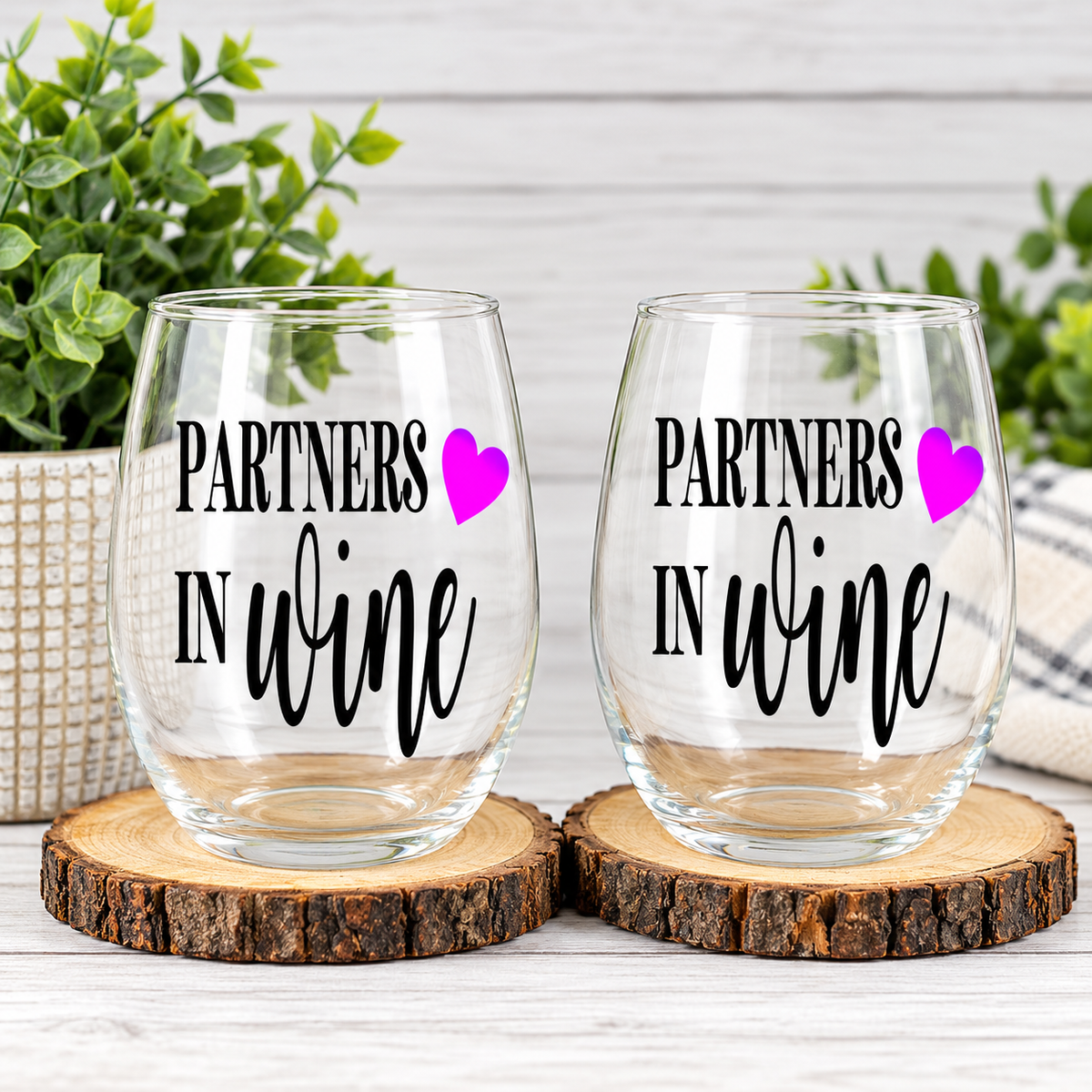 Partners in Wine Stemless Wine Glass – Best Friend Wine Lover Gift