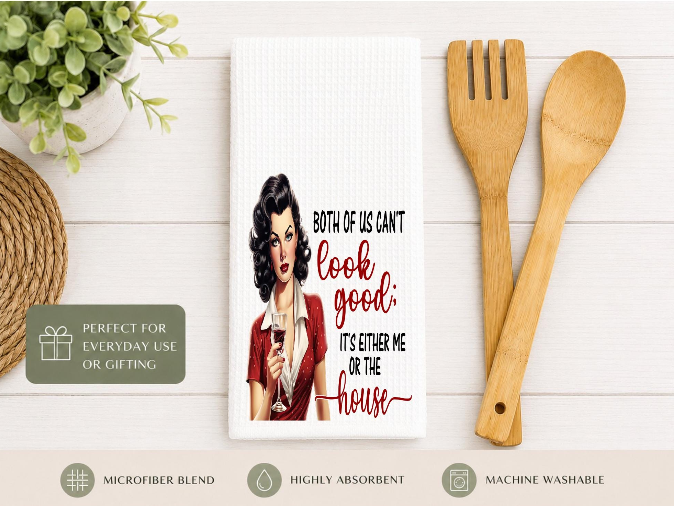 Funny Kitchen Towels – Sarcastic Retro Housewife Decorative Dish Towels