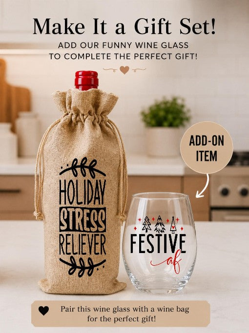 Christmas Burlap Wine Gift Bag Set