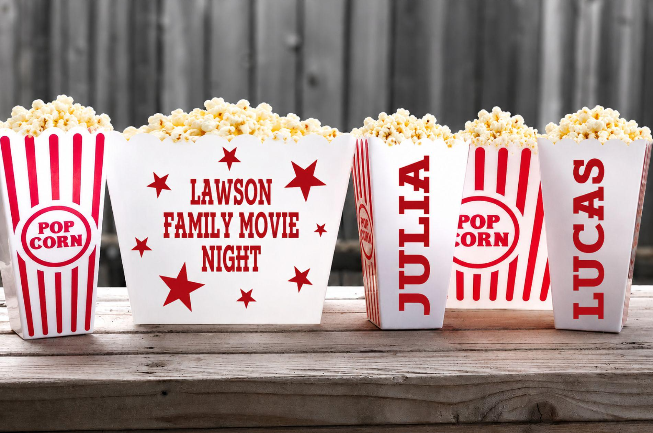 Family Movie Night Personalized Popcorn Bucket
