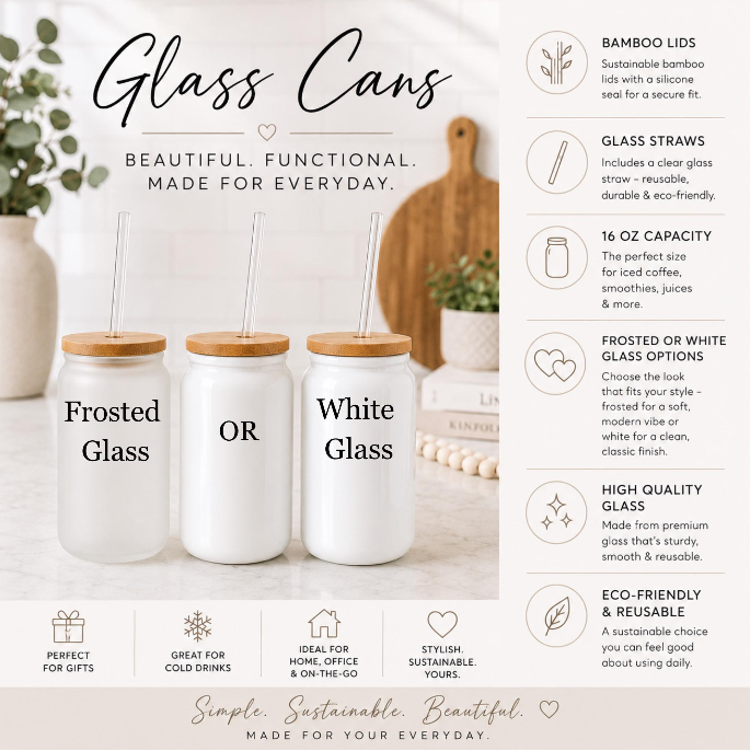 Sweet as Honey Bee 16 oz Glass Can – Bamboo Lid & Glass Straw