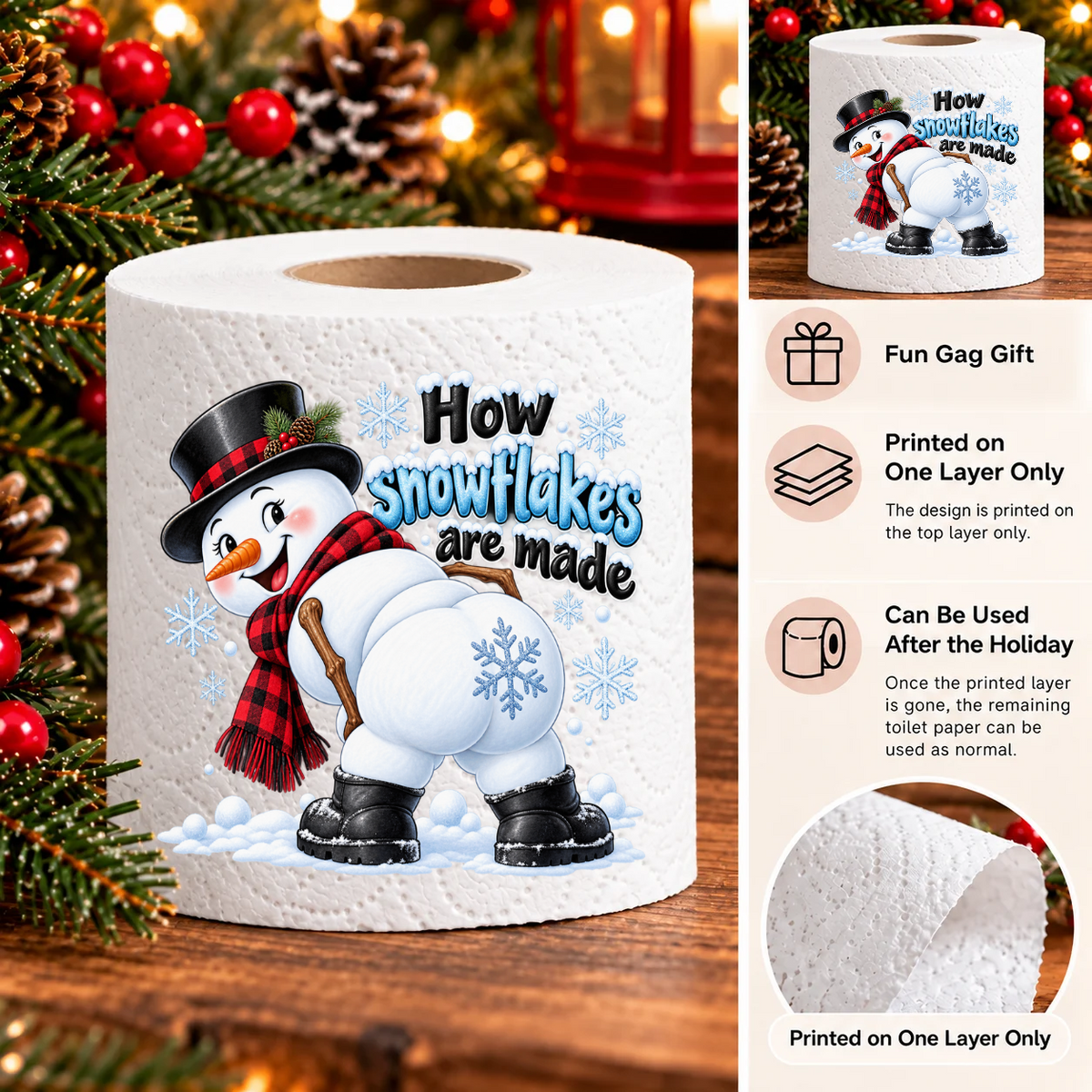Funny Christmas Toilet Paper Rolls – Holiday Gag Gift & Stocking Stuffer