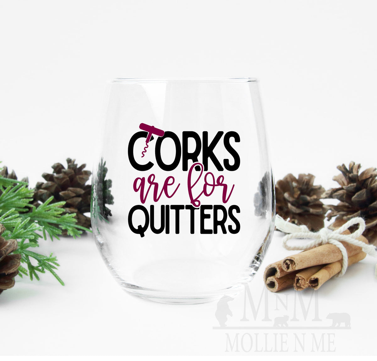 Funny Stemless Wine Glass – Corks Are for Quitters | Wine Lover Gift