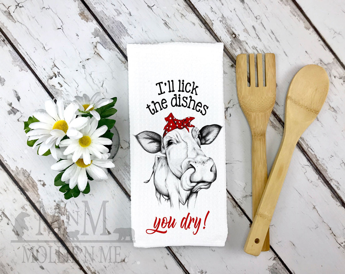 Cow Waffle Towel: Funny Kitchen Decor, Country Dish Towel