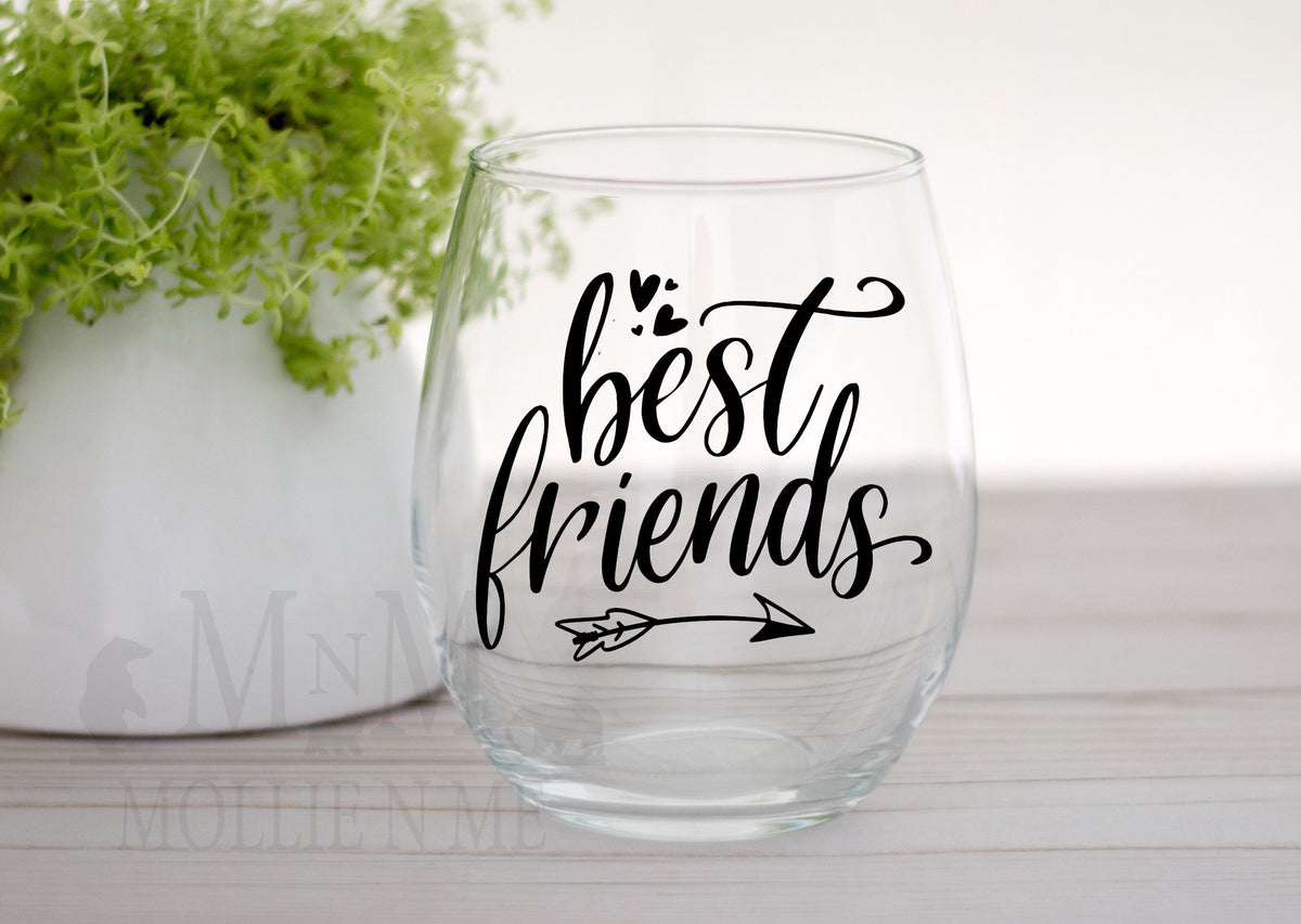 Bestie Stemless Wine Glass | Friendship Gift for Her, Sister, Bridesmaid
