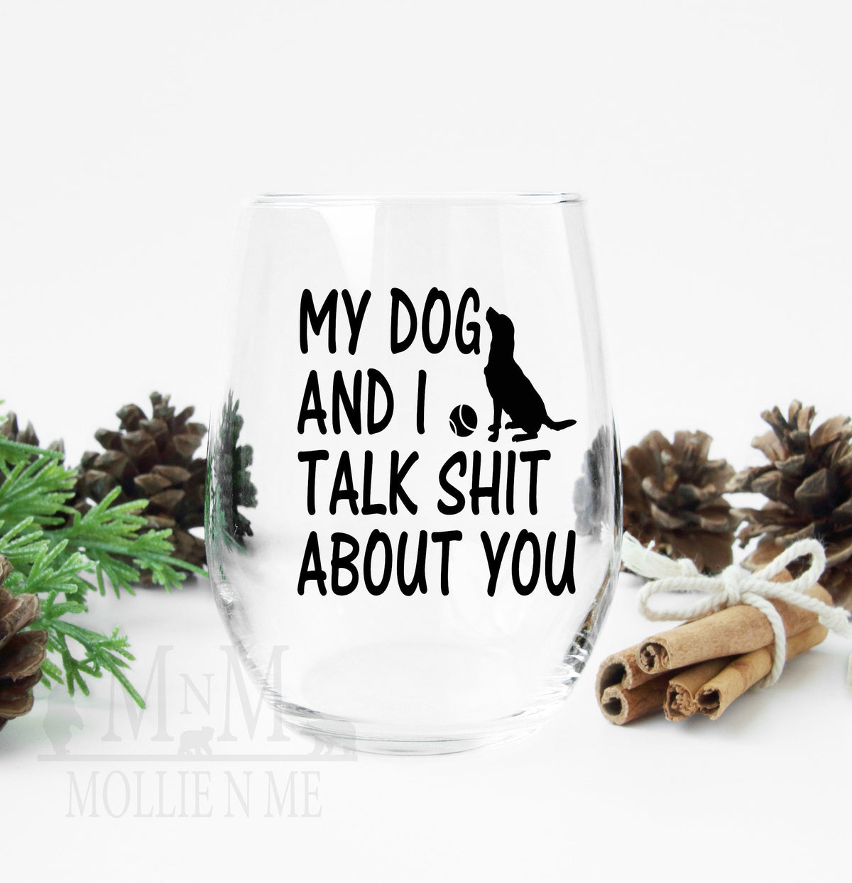 Funny Dog Lover Wine Glass, My Dog and I Talk Shit About You Glass, Dog Mom Gift, Stemless Wine Glass, Pet Lover Gift