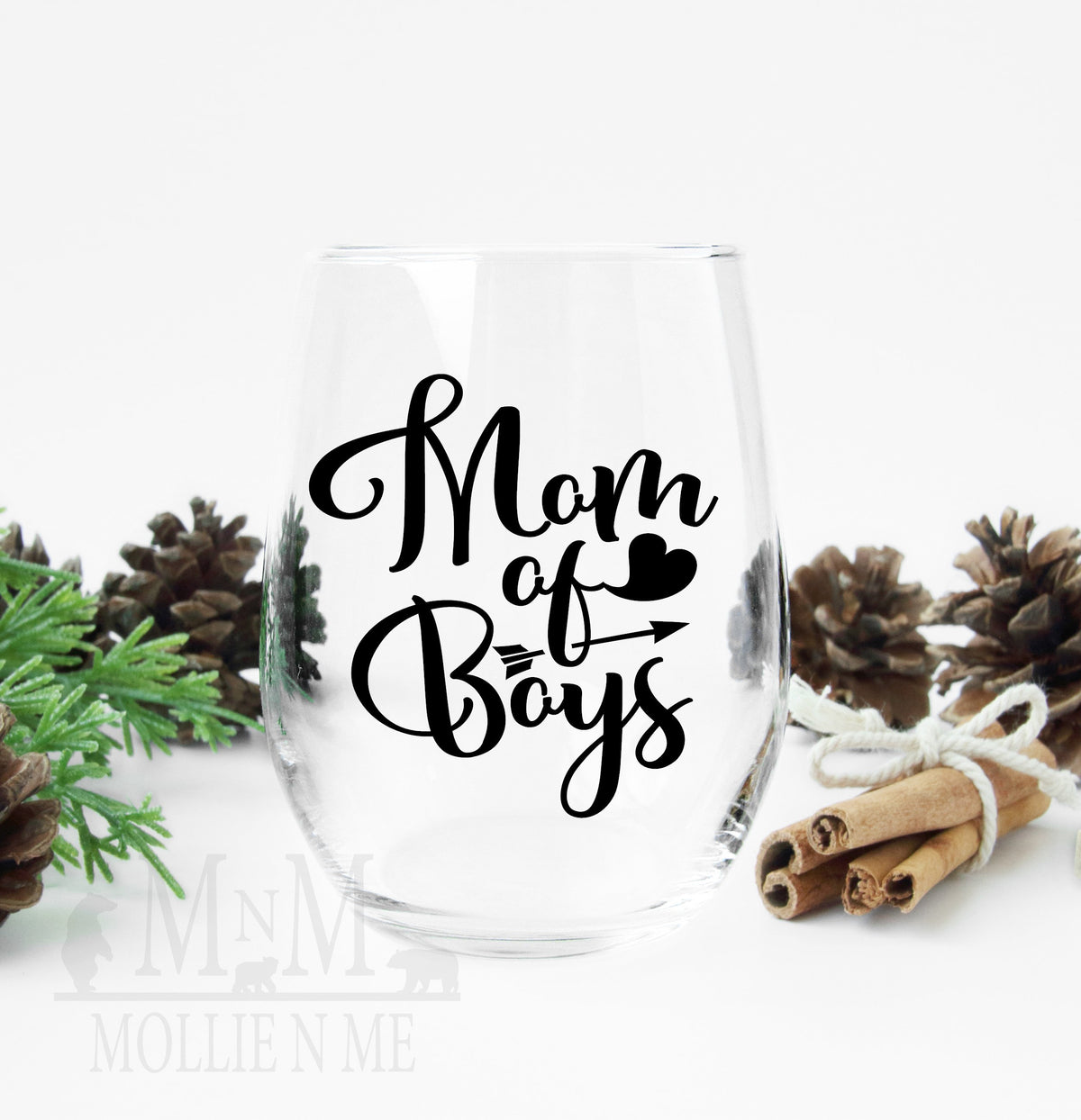 Mom of Boys Stemless Wine Glass, 20oz, Mother's Day Gift, Personalized Glass