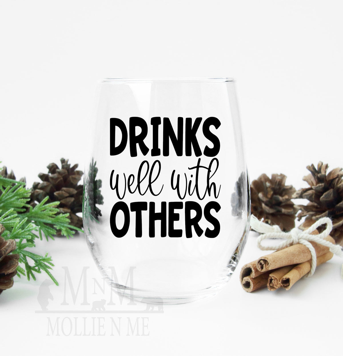 Drinks Well With Others Wine Glass - Funny Stemless Wine Gift