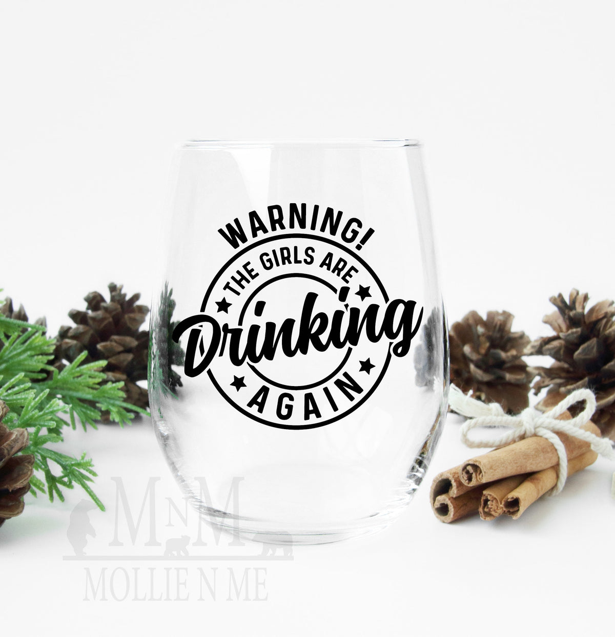 Stemless Wine Glass, Warning The Girls Are Drinking Again