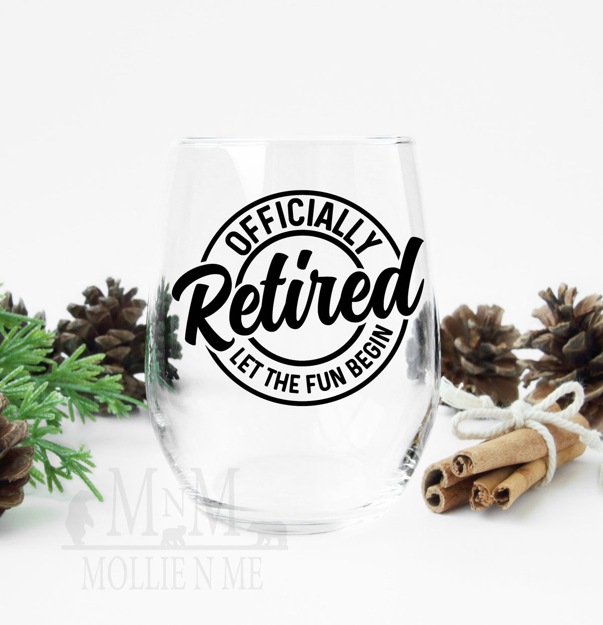 Retirement Wine Glass, Officially Retired, Stemless 20oz Glass