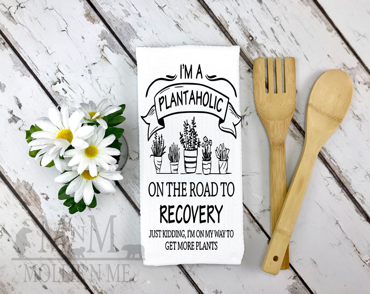 Plantaholic Waffle Weave Towel: Funny Plant Lover Gift