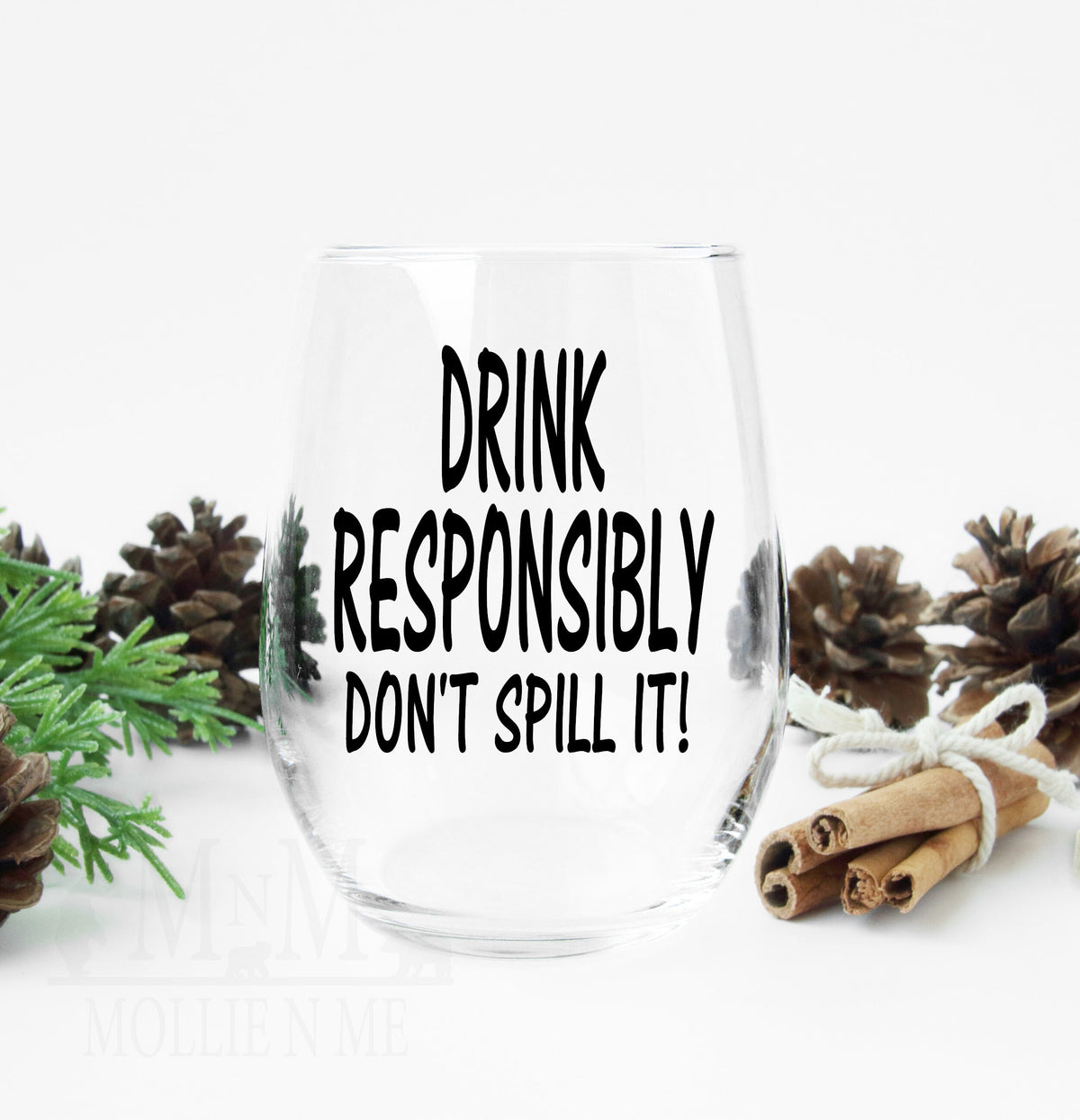 Personalized Stemless Wine Glass: "Drink Responsibly" Funny Gift