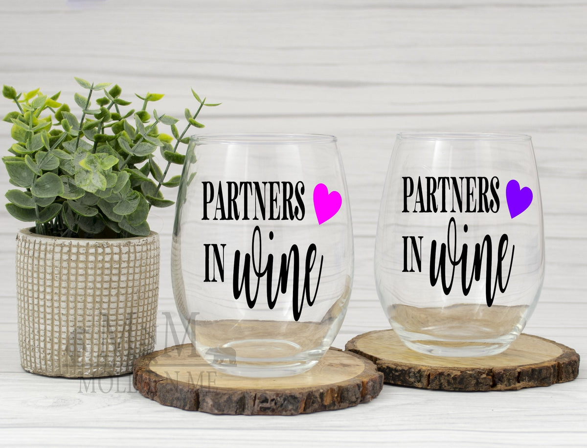 Partners In Wine Glass, Friendship Gift for Wine Lover